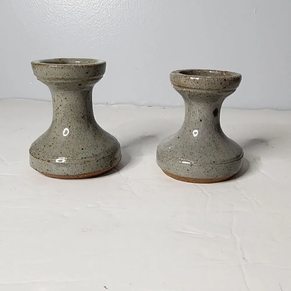 Pottery candlesticks pair handcrafted